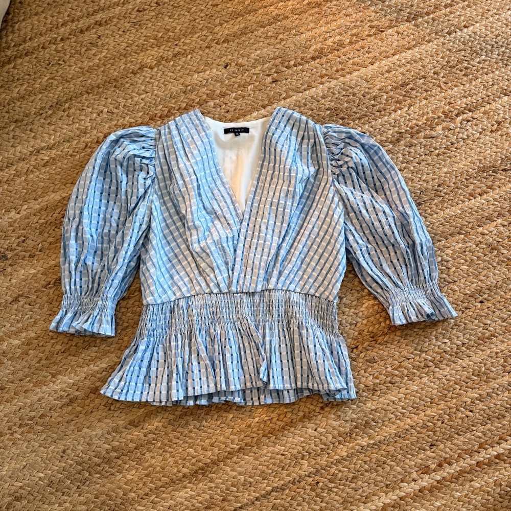 Gingham Blue and White Women's Top